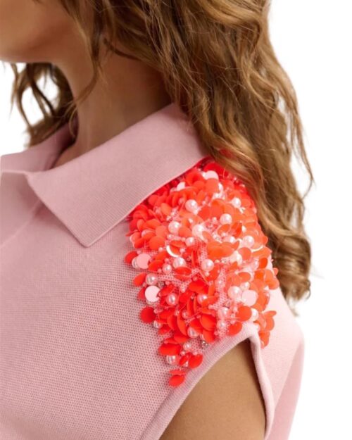 maglia pailettes rosa