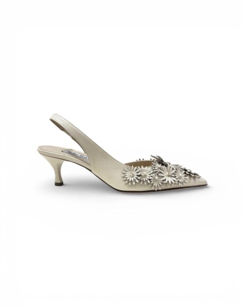 Slingback fiori panna