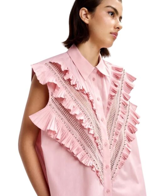 camicia volant rosa