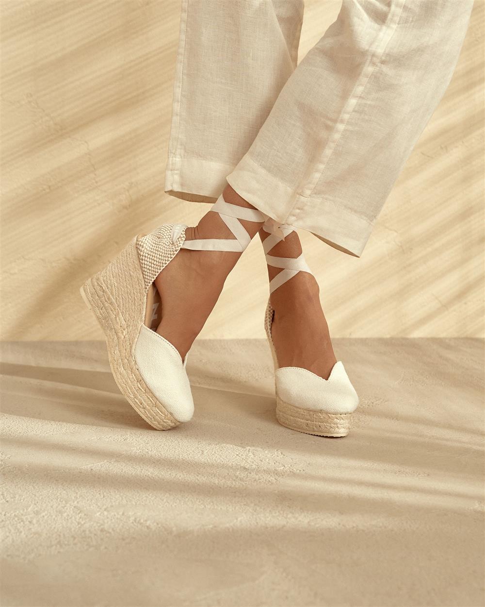 espadrillas alta lino bianca