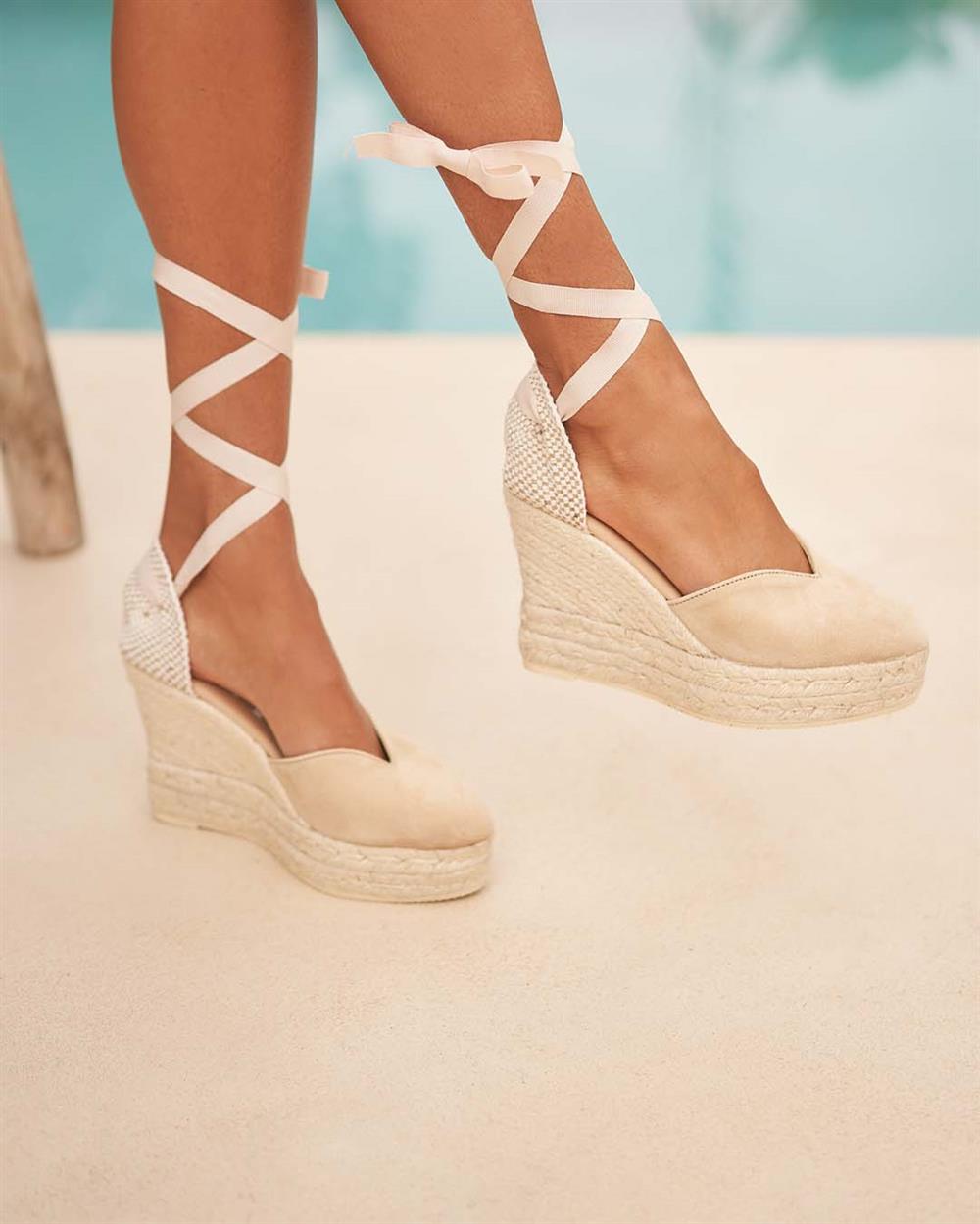 espadrillas zeppa alta beige