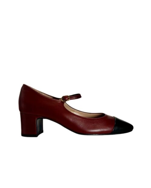 scarpe mary jane pelle bordeaux